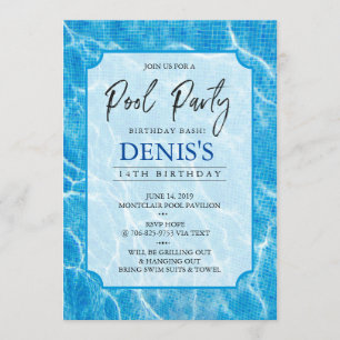 Parti de la piscine moderne  Invitation d'annivers