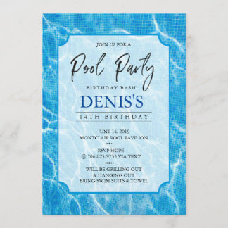 Parti de la piscine moderne| Invitation d'annivers