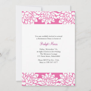 Parti de la retraite rose Invitation moderne et fl