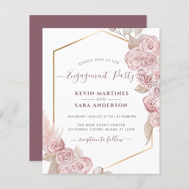 Parti de l'engagement budgétaire Bohemian rose Flo (Devant / Derrière)