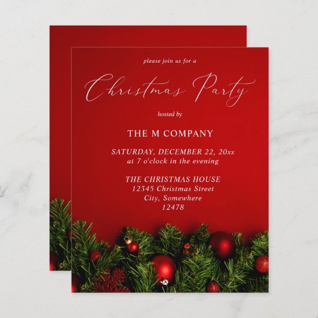 Parti de Noël de l'Ornement Rouge Budget (Devant / Derrière)