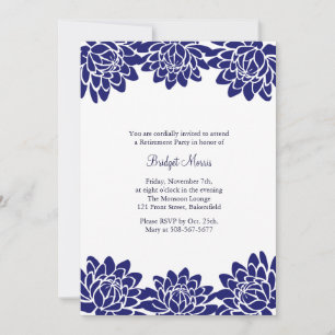 Parti de retraite bleu Invitation moderne et flora