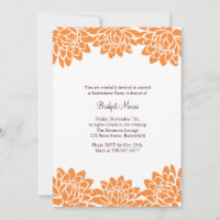 Parti de retraite Orange Invitation moderne et flo