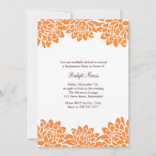 Parti de retraite Orange Invitation moderne et flo
