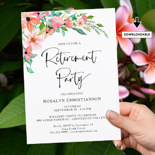 Parti de retraite Tropical Floral moderne Script