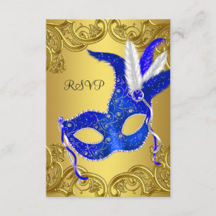 Parti Masquerade bleu et or RSVP