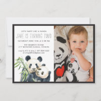 Parti Panda | Invitation Monochrome & Photo