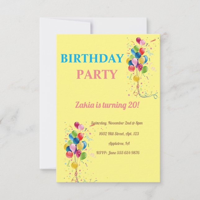 partie anniversaire Invitation (Devant)