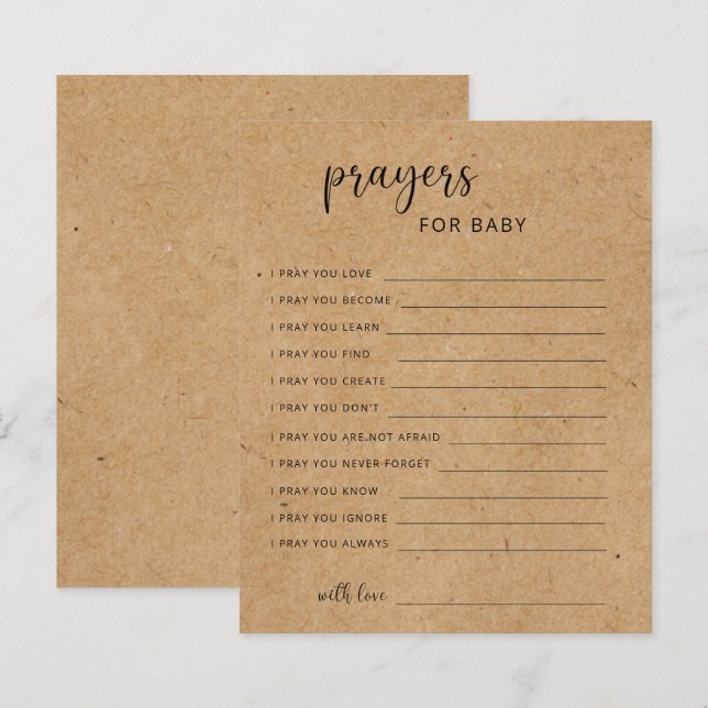 Partie artisanale rustique | prières pour bébé (Devant / Derrière)