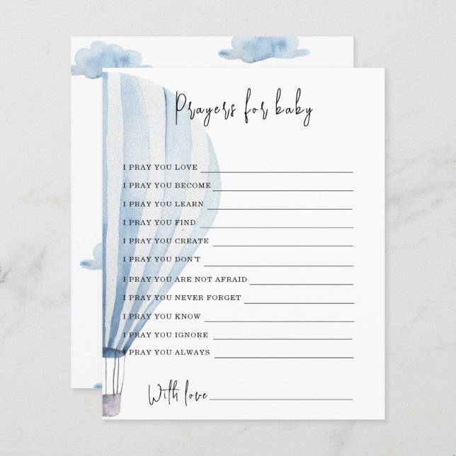 Partie de ballon à air chaud | prières pour bébé (Devant / Derrière)