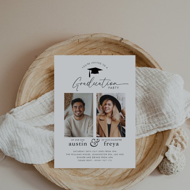 Partie de graduation conjointe 2 Invitation photo (Créateur téléchargé)
