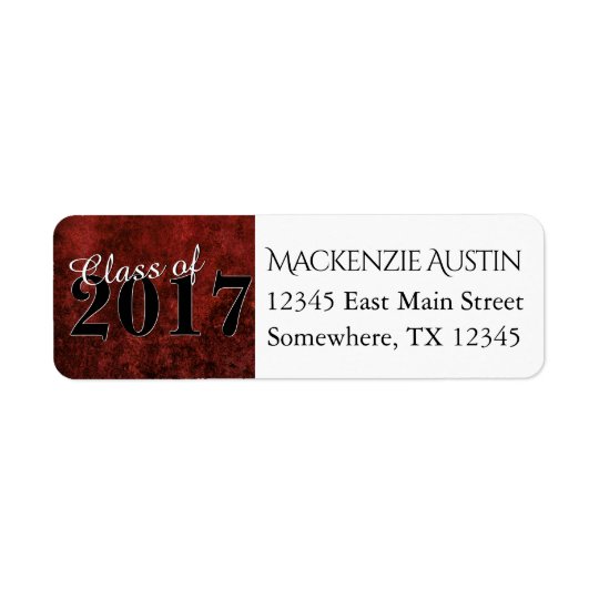 Partie de marbre rouge et noire rouge de diplômé étiquette d'adresse retour