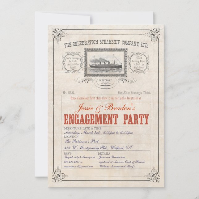 Partie d'engagement des Invitations de la croisièr (Devant)