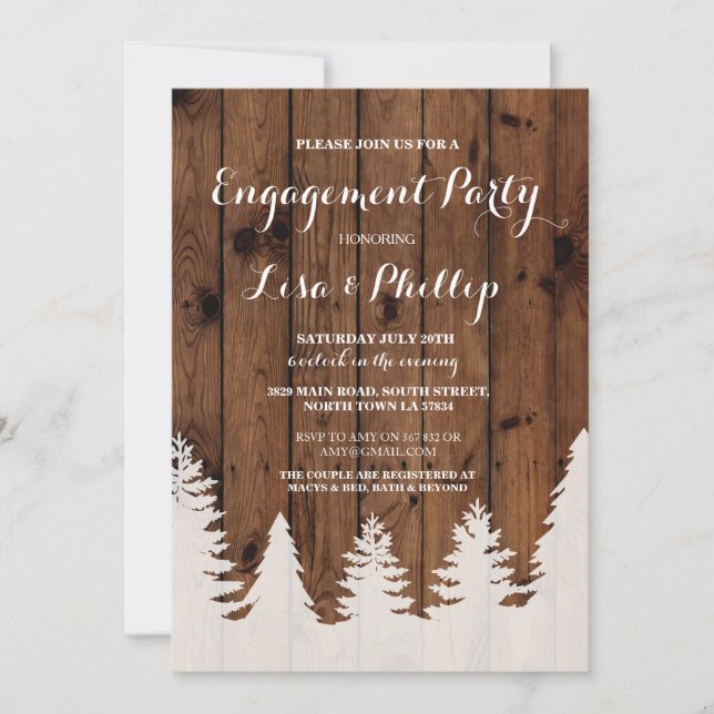 Partie d'engagement Rustic Shower Invitation d'hiv (Devant)