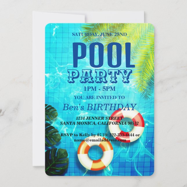 Partie du pool | Nage Invitation d'anniversaire (Devant)