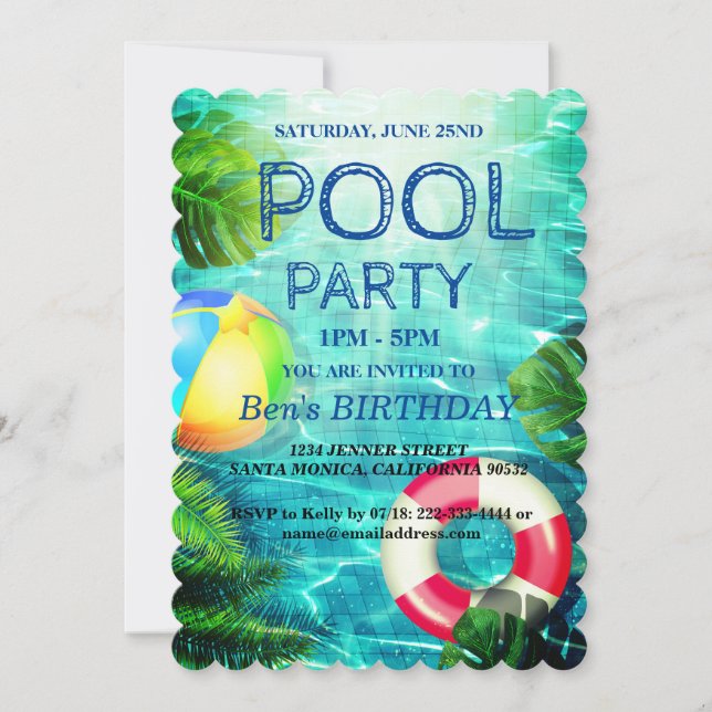 Partie du pool | Nage Invitation d'anniversaire (Devant)