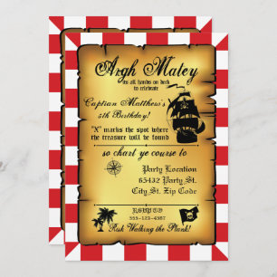Partie vintage de pirate, invitation