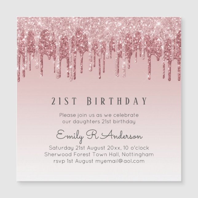 Parties scintillant à goutte Rose or 21e anniversa (Devant)