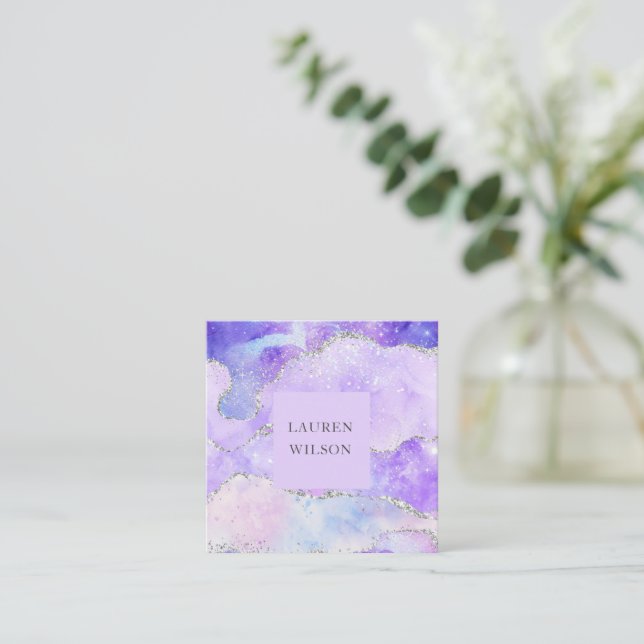 parties scintillant agate bleu rose carré carte de (Debout devant)