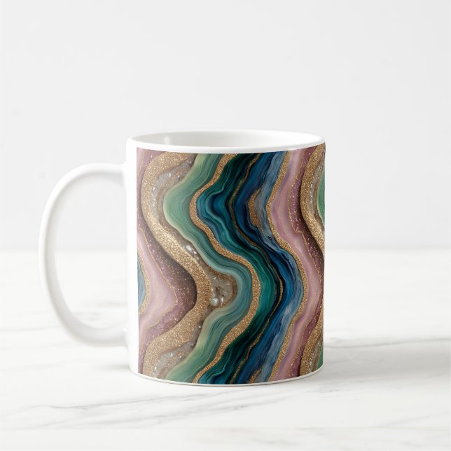 Parties scintillant Agate Rose Turquoise café Mug (Gauche)