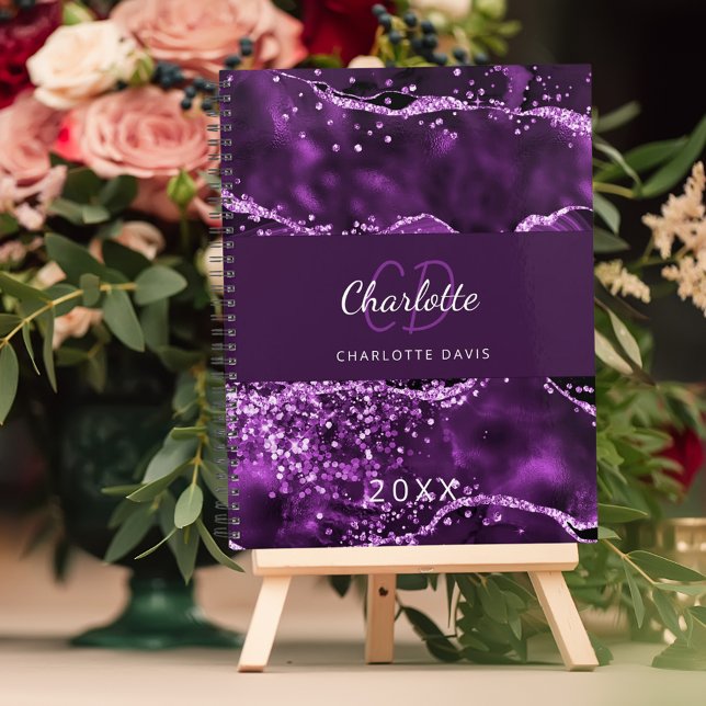 Parties scintillant agate violet marbre rose monog (Créateur téléchargé)