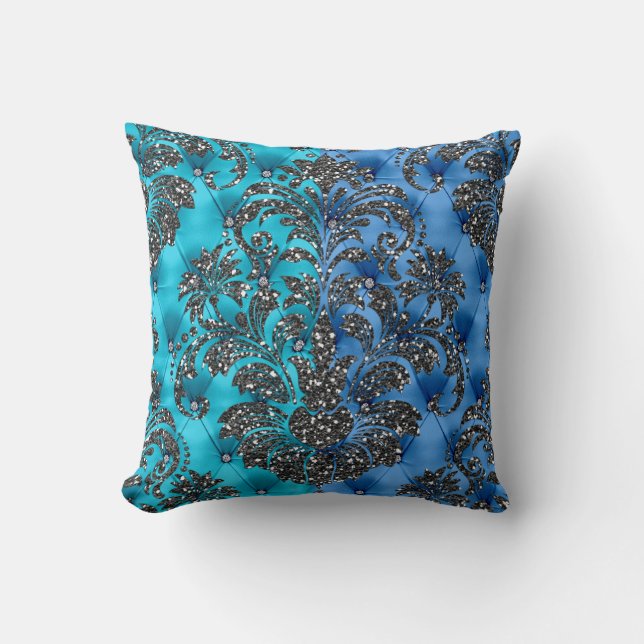 Parties scintillant Aqua/Bleue Coussin Satin Deux  (Recto)