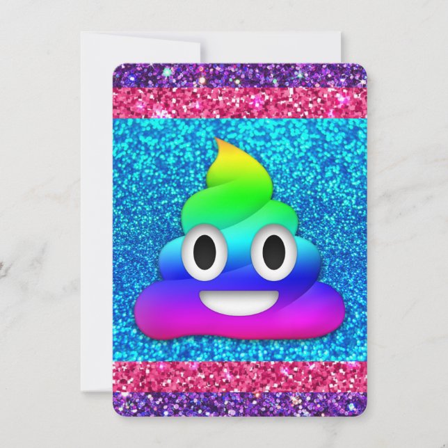 parties scintillant arc-en-ciel invitation emoji (Devant)