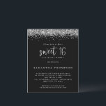 Parties scintillant argent budget Sweet 16 Black I<br><div class="desc">Budget Silver Parties scintillant Sweet 16 Black Invitation. Un prix économique PETIT 4, 5 po x 5, 6 po alternatif. Disponible dans un STOCK CARTE SEMI GLOSS 110 lb qui est l'option par défaut (recommandé pour les invitations), OU un STOCK PAPIER THINNER SATIN FINISH 80 lb (idéal pour les boîtiers)....</div>