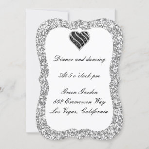 Parties scintillant Argent Carte de réception Coeu