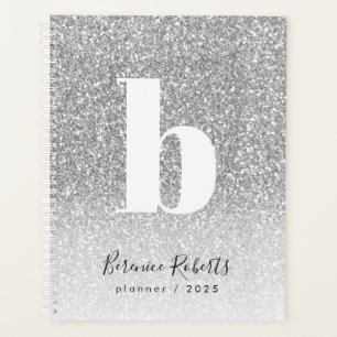 Parties scintillant Argent Gras Typographie Monogr