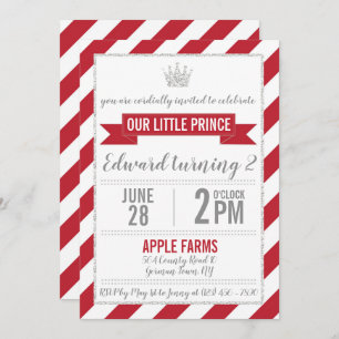 Parties scintillant Argent Rouge Prince Invitation