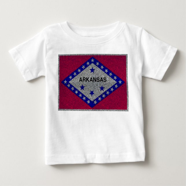 Parties scintillant Arkansas drapeau bébé tshirt (Devant)