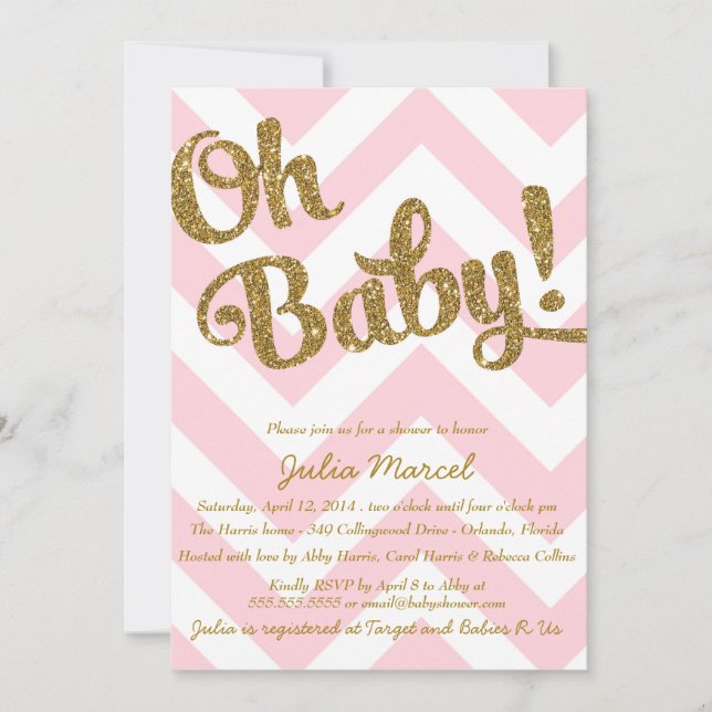 Parties scintillant Baby shower Invitation avec Pi (Devant)
