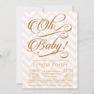 Parties scintillant Baby shower Invitation Blush P