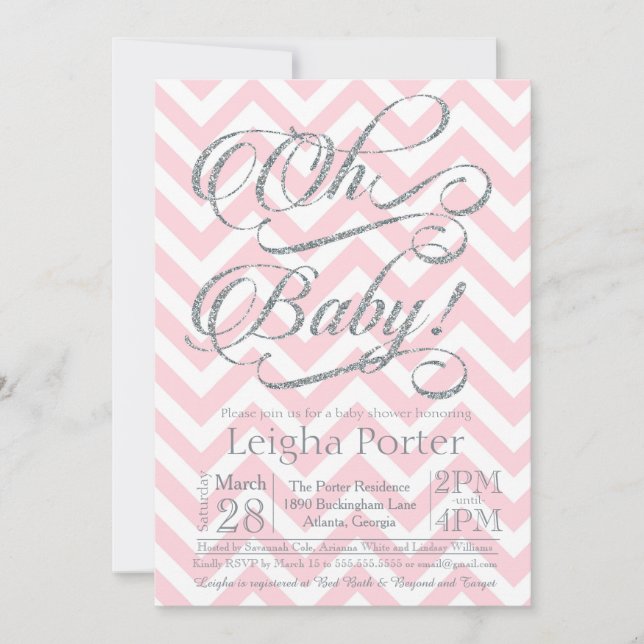 Parties scintillant Baby shower Invitation chevron (Devant)