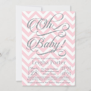 Parties scintillant Baby shower Invitation chevron