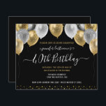 Parties scintillant Ballons 40e Anniversaire Fête<br><div class="desc">Ballons élégants en faux argent et en parties scintillant d'or sur la bordure supérieure. Tout le texte est ajustable et facile à changer pour vos besoins de partie. Grand élégant enregistrer la date anniversaire conception modèle de fête. chaque année,  l'âge peut être changé</div>