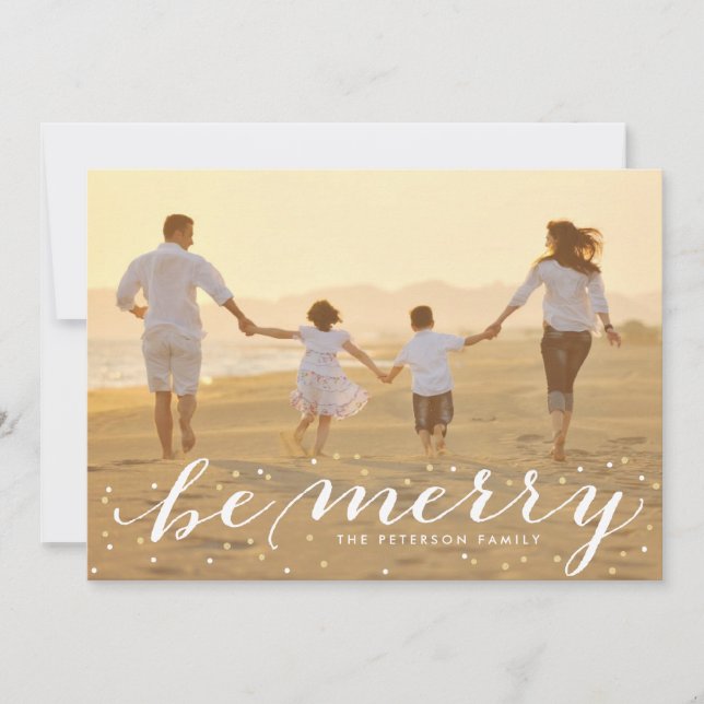 Parties scintillant Be Merry Holiday Carte photo (Devant)
