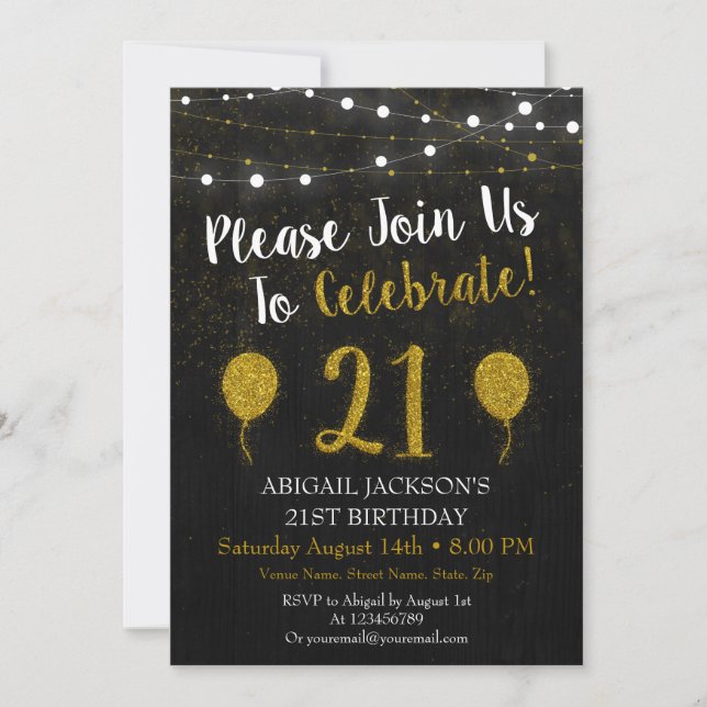 Parties scintillant Black and Gold Invitation du 2 (Devant)