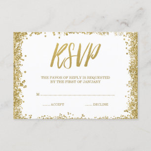 Parties scintillant blanc Gold Faux RSVP
