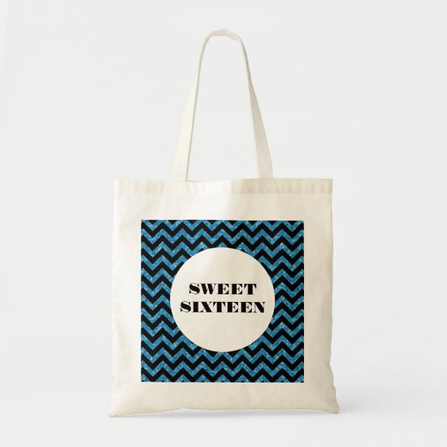 Parties scintillant bleu Chevron Sweet 16 Sac four (Devant)