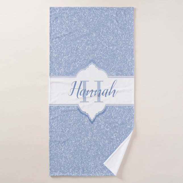 Parties scintillant bleu ciel Monogramme Serviette (Serviette de bain)