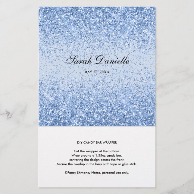 Parties scintillant bleu clair Confetti Candy Bar  (Devant)