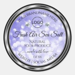 Parties scintillant bleu clair Logo Étiquette Diam