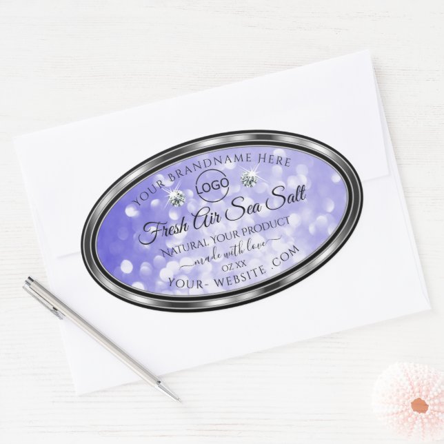 Parties scintillant bleu clair Logo Étiquette Diam (Enveloppe)