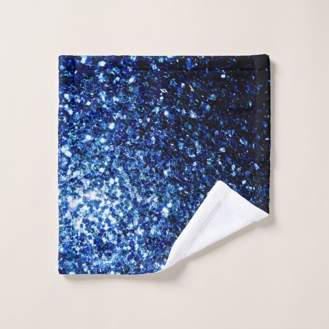 Parties scintillant bleu foncé scintille (Gant de toilette)