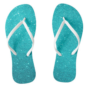 Parties scintillant bleu turquoise et tongs de ver