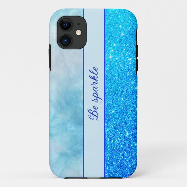 Parties scintillant bleue - coque iphone en marbre (Dos)