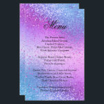 Parties scintillant bleue et rose classique - Menu<br><div class="desc">Menu. Parties scintillant moderne de mariage bleu et rose prêt pour vous à personnaliser. Produits correspondants disponibles - 📌 Si vous avez besoin d'une personnalisation plus poussée, cliquez sur la zone "Cliquez pour Customiser plus loin" ou "Customiser ou modifier la conception" et utilisez notre outil de conception pour redimensionner, faire...</div>
