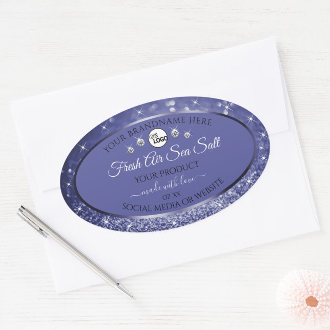 Parties scintillant bleue glamour Étiquette Logo D (Enveloppe)